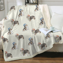 Load image into Gallery viewer, Watercolor Tri Color Shelties Collies Christmas Blanket - 8 Colors-Blanket-Bedding, Blankets, Christmas, Home Decor, Rough Collie, Shetland Sheepdog-3