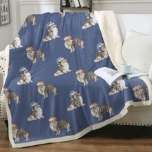 Load image into Gallery viewer, Watercolor Tri Color Shelties Collies Christmas Blanket - 8 Colors-Blanket-Bedding, Blankets, Christmas, Home Decor, Rough Collie, Shetland Sheepdog-5