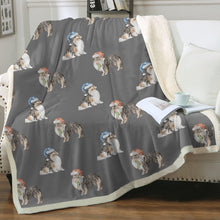 Load image into Gallery viewer, Watercolor Tri Color Shelties Collies Christmas Blanket - 8 Colors-Blanket-Bedding, Blankets, Christmas, Home Decor, Rough Collie, Shetland Sheepdog-Parisian Gray-Single-21