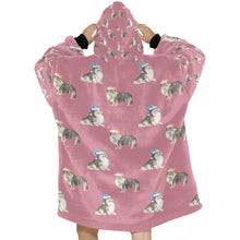 Load image into Gallery viewer, Watercolor Tri Color Shelties Collies Christmas Blanket Hoodie-Blanket-Apparel, Blanket Hoodie, Blankets, Dog Mom Gifts, Rough Collie, Shetland Sheepdog-21