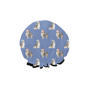 Watercolor Tri Color Shelties Collies Christmas Elastic Reusable Shower Caps-Accessories-Accessories, Christmas, Dog Mom Gifts, Rough Collie, Shetland Sheepdog-10