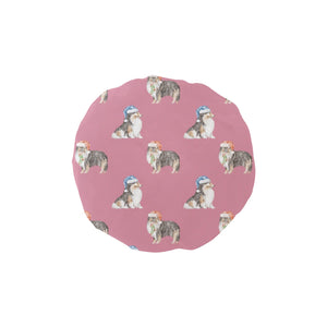 Watercolor Tri Color Shelties Collies Christmas Elastic Reusable Shower Caps-Accessories-Accessories, Christmas, Dog Mom Gifts, Rough Collie, Shetland Sheepdog-Dusty Pink-ONE SIZE-5