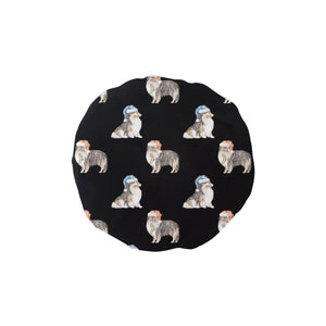 Watercolor Tri Color Shelties Collies Christmas Elastic Reusable Shower Caps-Accessories-Accessories, Christmas, Dog Mom Gifts, Rough Collie, Shetland Sheepdog-Midnight Black-ONE SIZE-17