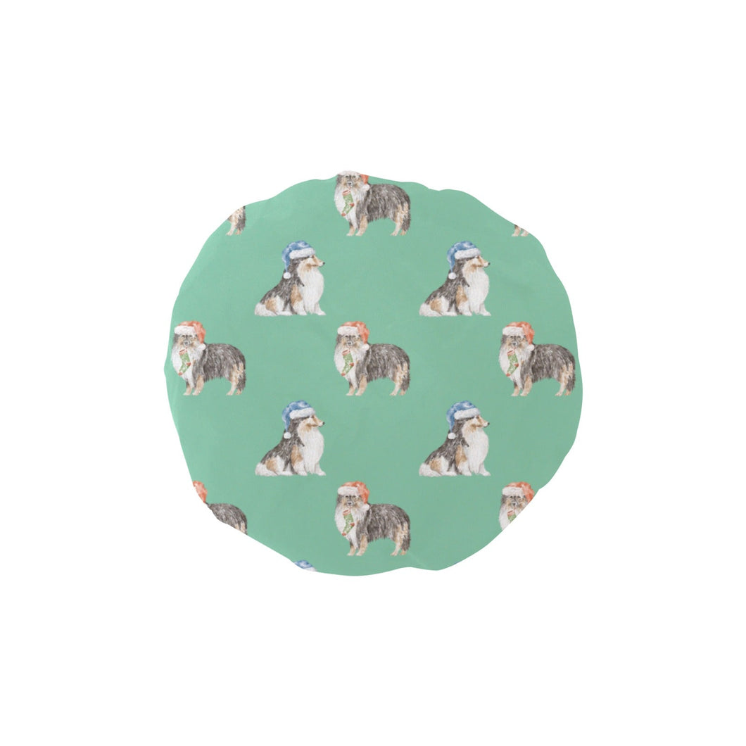 Watercolor Tri Color Shelties Collies Christmas Elastic Reusable Shower Caps-Accessories-Accessories, Christmas, Dog Mom Gifts, Rough Collie, Shetland Sheepdog-Mint Green-ONE SIZE-13