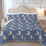 Watercolor Tri Color Shelties Collies Christmas Quilted Bedding Set-Bedding-Bedding,Blankets,Christmas,Home Decor-7