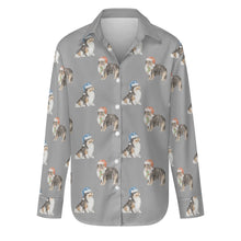 Load image into Gallery viewer, Watercolor Tri Color Shelties Collies Christmas Women&#39;s Shirt-Apparel-Apparel, Dog Mom Gifts, Rough Collie, Shetland Sheepdog, Shirt, Whippet-S-DarkGray-34