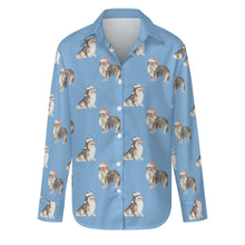 Load image into Gallery viewer, Watercolor Tri Color Shelties Collies Christmas Women&#39;s Shirt-Apparel-Apparel, Dog Mom Gifts, Rough Collie, Shetland Sheepdog, Shirt, Whippet-S-LightSkyBlue-17