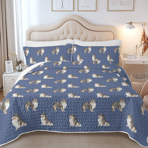 Watercolor Tri Color Shelties Collies Quilted Bedding Set-Bedding-Bedding,Blankets,Christmas,Home Decor-12