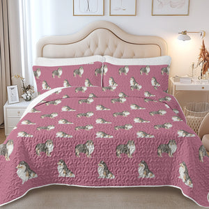 Watercolor Tri Color Shelties Collies Quilted Bedding Set-Bedding-Bedding,Blankets,Christmas,Home Decor-13