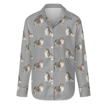 Load image into Gallery viewer, Watercolor Tri Color Shelties Collies Women&#39;s Shirt-Apparel-Apparel, Dog Mom Gifts, Shirt-S-Parisian Gray-35