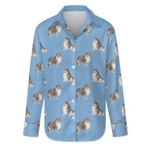 Load image into Gallery viewer, Watercolor Tri Color Shelties Collies Women&#39;s Shirt-Apparel-Apparel, Dog Mom Gifts, Shirt-S-Sky Blue-23