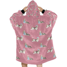 Load image into Gallery viewer, Watercolor Tricolor Basset Hounds Christmas Blanket Hoodie-Blanket-Apparel, Basset Hound, Blanket Hoodie, Blankets, Christmas, Dog Mom Gifts-13