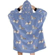 Load image into Gallery viewer, Watercolor Tricolor Basset Hounds Christmas Blanket Hoodie-Blanket-Apparel, Basset Hound, Blanket Hoodie, Blankets, Christmas, Dog Mom Gifts-20