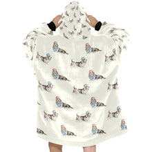 Load image into Gallery viewer, Watercolor Tricolor Basset Hounds Christmas Blanket Hoodie-Blanket-Apparel, Basset Hound, Blanket Hoodie, Blankets, Christmas, Dog Mom Gifts-5