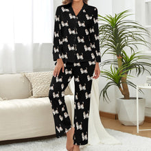 Load image into Gallery viewer, Watercolor Tricolor Basset Hounds Pajamas Set for Women-Pajamas-Apparel, Basset Hound, Dog Mom Gifts, Pajamas-S-Midnight Black-9