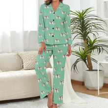 Load image into Gallery viewer, Watercolor Tricolor Basset Hounds Pajamas Set for Women-Pajamas-Apparel, Basset Hound, Dog Mom Gifts, Pajamas-S-Mint Green-6