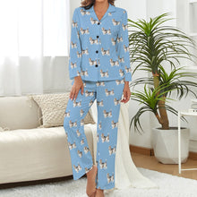 Load image into Gallery viewer, Watercolor Tricolor Basset Hounds Pajamas Set for Women-Pajamas-Apparel, Basset Hound, Dog Mom Gifts, Pajamas-S-Sky Blue-4