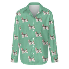 Load image into Gallery viewer, Watercolor Tricolor Basset Hounds Women&#39;s Shirt-Apparel-Apparel, Basset Hound, Dog Mom Gifts, Shirt-Mint Green-S-30