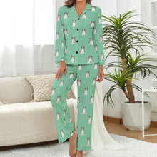 Load image into Gallery viewer, Watercolor Tricolor Border Collie Puppies Pajamas Set for Women-Pajamas-Apparel, Border Collie, Dog Mom Gifts, Pajamas-18