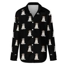 Load image into Gallery viewer, Watercolor Tricolor Border Collie Puppies Women's Shirt - 9 Colors-Apparel-Apparel, Border Collie, Dog Mom Gifts, Shirt-Midnight Black-S-11