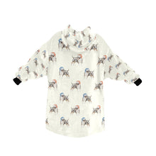 Load image into Gallery viewer, Watercolor Tricolor Bull Terriers Christmas Blanket Hoodie-Blanket-Apparel, Blanket Hoodie, Blankets, Bull Terrier, Christmas, Dog Mom Gifts-2