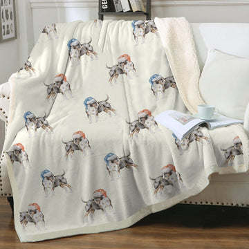 Watercolor Tricolor Bull Terriers Christmas Fleece Blanket 8 Colors 360x