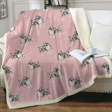 Load image into Gallery viewer, Watercolor Tricolor Bull Terriers Sherpa Fleece Blanket - 8 Colors-Blanket-Bedding, Blankets, Bull Terrier, Home Decor-13
