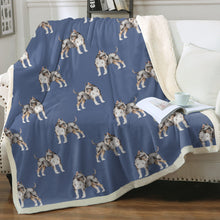 Load image into Gallery viewer, Watercolor Tricolor Bull Terriers Sherpa Fleece Blanket - 8 Colors-Blanket-Bedding, Blankets, Bull Terrier, Home Decor-17
