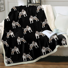 Load image into Gallery viewer, Watercolor Tricolor Bull Terriers Sherpa Fleece Blanket - 8 Colors-Blanket-Bedding, Blankets, Bull Terrier, Home Decor-15