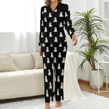 Load image into Gallery viewer, Watercolor Tricolor King Charles Spaniel Puppies Christmas Pajamas Set for Women-Pajamas-Apparel, Cavalier King Charles Spaniel, Christmas, Dog Mom Gifts, Pajamas-24