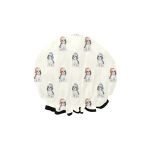 Watercolor Tricolor King Charles Spaniel Puppies Christmas Reusable Shower Caps-Accessories-Accessories, Cavalier King Charles Spaniel, Christmas, Dog Mom Gifts-9