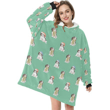 Load image into Gallery viewer, Watercolor Tricolor King Charles Spaniels Christmas Blanket Hoodie-Blanket-Apparel, Blanket Hoodie, Blankets, Christmas, Cocker Spaniel, Dog Mom Gifts-22