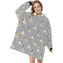 Load image into Gallery viewer, Watercolor Tricolor King Charles Spaniels Christmas Blanket Hoodie-Blanket-Apparel, Blanket Hoodie, Blankets, Christmas, Cocker Spaniel, Dog Mom Gifts-31