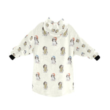 Load image into Gallery viewer, Watercolor Tricolor King Charles Spaniels Christmas Blanket Hoodie-Blanket-Apparel, Blanket Hoodie, Blankets, Christmas, Cocker Spaniel, Dog Mom Gifts-3