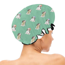 Load image into Gallery viewer, Watercolor Tricolor King Charles Spaniels Christmas Reusable Shower Caps-Accessories-Accessories, Cavalier King Charles Spaniel, Christmas, Dog Mom Gifts-16