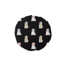 Load image into Gallery viewer, Watercolor Tricolor King Charles Spaniels Christmas Reusable Shower Caps-Accessories-Accessories, Cavalier King Charles Spaniel, Christmas, Dog Mom Gifts-Midnight Black-ONE SIZE-6