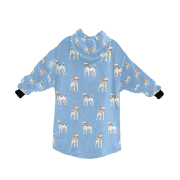 Watercolor Tricolor Russell Terriers Christmas Blanket Hoodie-Blanket-Apparel, Blanket Hoodie, Blankets, Dog Mom Gifts, Jack Russell Terrier-23