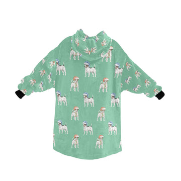 Watercolor Tricolor Russell Terriers Christmas Blanket Hoodie-Blanket-Apparel, Blanket Hoodie, Blankets, Dog Mom Gifts, Jack Russell Terrier-29