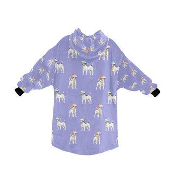 Watercolor Tricolor Russell Terriers Christmas Blanket Hoodie-Blanket-Apparel, Blanket Hoodie, Blankets, Dog Mom Gifts, Jack Russell Terrier-32