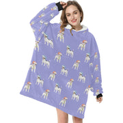 Watercolor Tricolor Russell Terriers Christmas Blanket Hoodie-Blanket-Apparel, Blanket Hoodie, Blankets, Dog Mom Gifts, Jack Russell Terrier-7