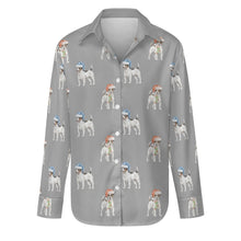 Load image into Gallery viewer, Watercolor Tricolor Russell Terriers Christmas Women&#39;s Shirt-Apparel-Apparel, Christmas, Dog Mom Gifts, Jack Russell Terrier, Shirt-Parisian Gray-S-32