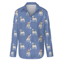 Load image into Gallery viewer, Watercolor Tricolor Russell Terriers Christmas Women&#39;s Shirt-Apparel-Apparel, Christmas, Dog Mom Gifts, Jack Russell Terrier, Shirt-Slate Blue-S-26