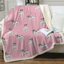 Load image into Gallery viewer, Watercolor Tricolor Russell Terriers Sherpa Fleece Blanket - 8 Colors-Blanket-Bedding, Blankets, Home Decor, Jack Russell Terrier-14