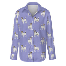 Load image into Gallery viewer, Watercolor Tricolor Russell Terriers Women&#39;s Shirt-Apparel-Apparel, Dog Mom Gifts, Jack Russell Terrier, Shirt-S-CornflowerBlue_1-32