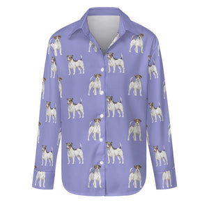 Watercolor Tricolor Russell Terriers Women's Shirt-Apparel-Apparel, Dog Mom Gifts, Jack Russell Terrier, Shirt-S-CornflowerBlue_1-32