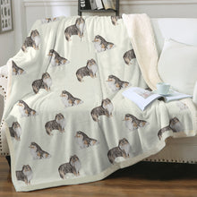 Load image into Gallery viewer, Watercolor Tricolor Shelties Collies Sherpa Fleece Blanket - 8 Colors-Blanket-Bedding, Blankets, Home Decor, Rough Collie, Shetland Sheepdog-Ivory Cream-Single-18