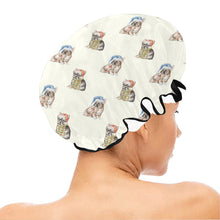 Load image into Gallery viewer, Watercolor Tricolour French Bulldogs Christmas Elastic Reusable Shower Caps-Accessories-Accessories, Christmas, Dog Mom Gifts, French Bulldog-4