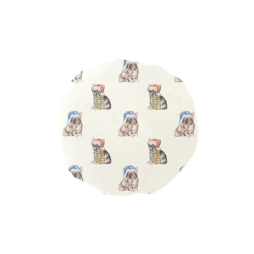 Watercolor Tricolour French Bulldogs Christmas Elastic Reusable Shower Caps-Accessories-Accessories, Christmas, Dog Mom Gifts, French Bulldog-Ivory6-ONE SIZE-1