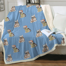 Load image into Gallery viewer, Watercolor Tricolour French Bulldogs Christmas Fleece Blanket - 8 Colors-Blanket-Bedding, Blankets, Christmas, French Bulldog, Home Decor-18