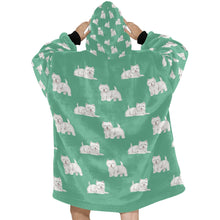 Load image into Gallery viewer, Watercolor Westie Love Blanket Hoodie-Blanket-Apparel, Blanket Hoodie, Blankets, Dog Mom Gifts, West Highland Terrier-25